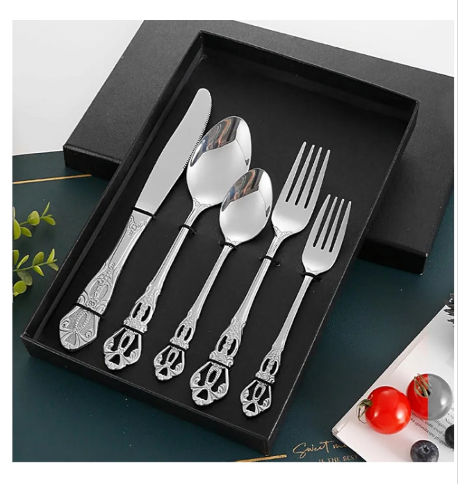 Sterling Silver Silverware Set Cutlery Food-Grade Stainless Steel Forks 50 Piece Flatware Set for 10 Hammered Handle Kitchen Utensils Set Home Essentials for New Home Dishwasher Safe Family Gatherings
