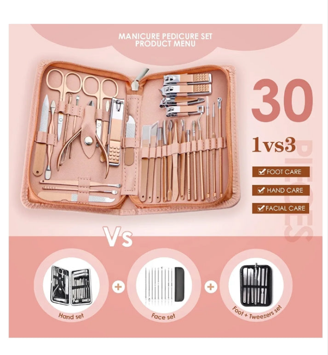Manicure Set Pedicure Kit - 30 in 1 Nail Kit Professional Stainless Steel Nail Care Kit