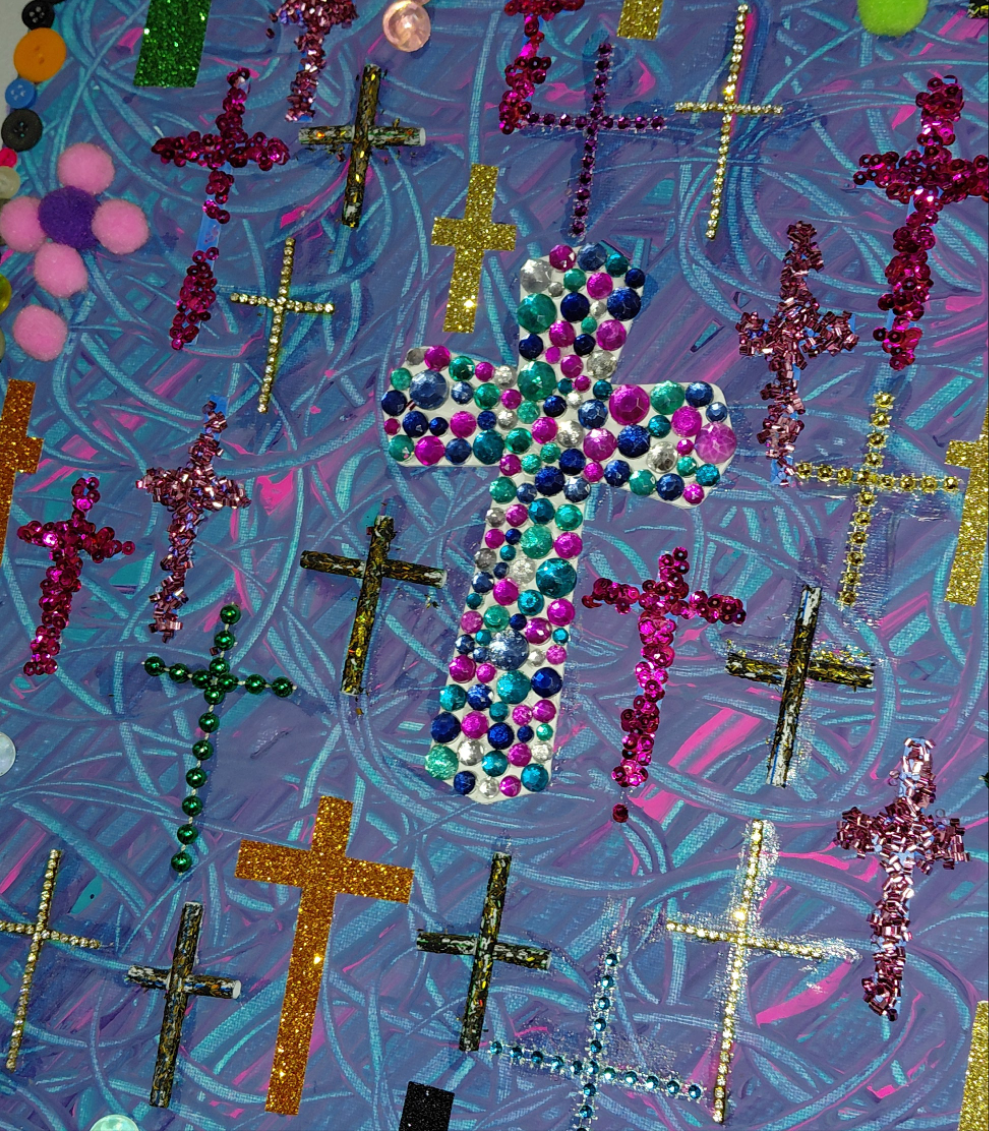 COCOMONEY ART Crosses 1 OF 1 CUSTOM PIECE BY COCOMONEY painting on canvas