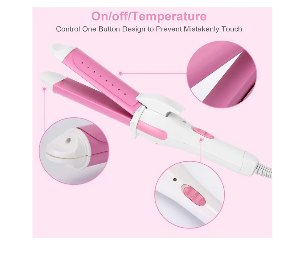 Hair straightener pink white hot iron