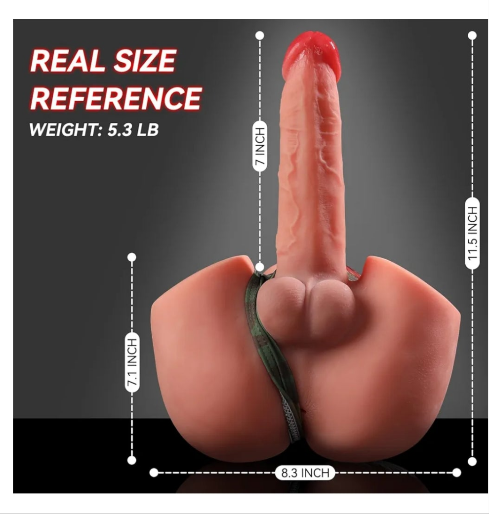 Male Sex Doll for Women with 7" Thrusting & Vibrating Dildo, Realistic Adult Sex Dolls Mini Butt with Tight Anal Channel Masturbation Sex Toy, Unisex Masturbator for Female Couples Gay Men