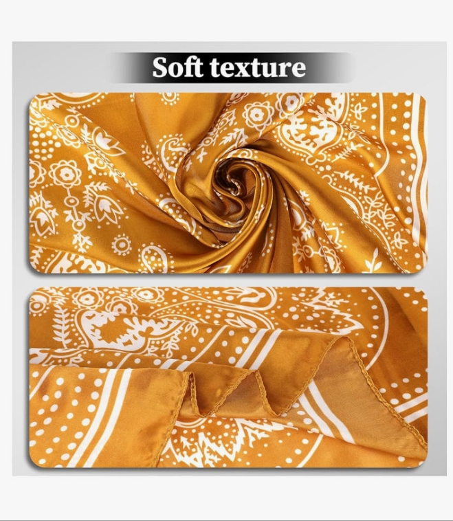 Women Square Satin Head Scarves Satin Scarf, 35" Large Soft Square Satin Scarf Bandana Scarf
