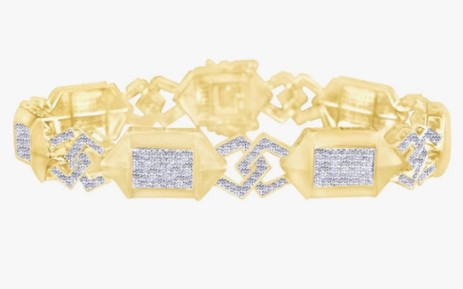 COCOMONEY White Natural Diamond Tennis Bracelet In 10k Solid Gold (4.25 cttw)