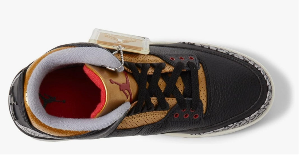 Jordan Air 3 Retro Black/Fire Red/Metallic Gold/Cement Grey 8 Medium