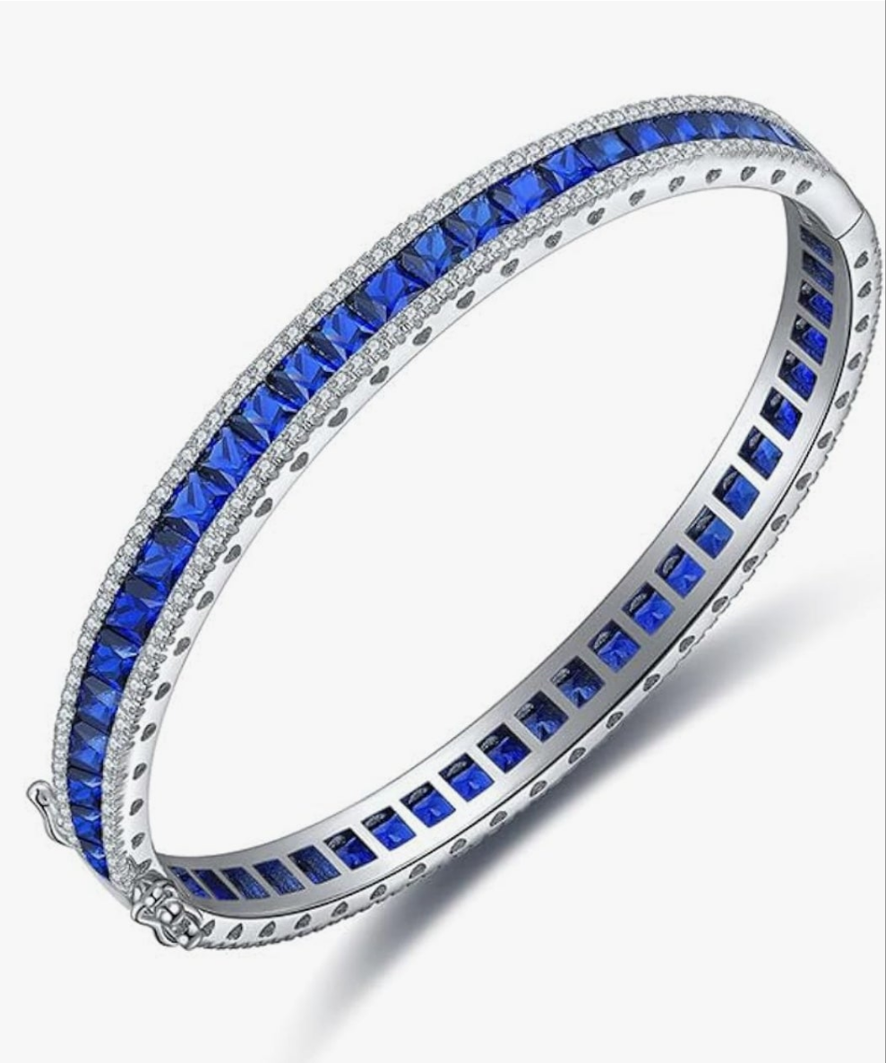 14K Gold Sapphire Bangle Bracelets for Women, High-End Craftsmanship Celebrating September Birthdays, Exquisite Birthstone Jewelry for Distinctive Tastes