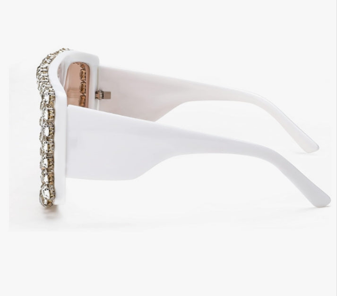COCOMONEY Square Diamond Sunglasses for Women Retro Fashion Shiny Rhinestone Sun Glasses
