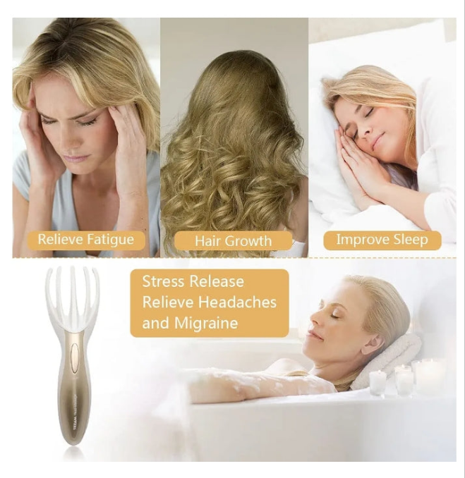 Electric Head Massager Neck Massage Octopus Scalp Stress Relax Spa Therapy Healing, Soft Resin Finger Gripper Claw Electronic Head Spa Vibration Scalp Massage Tool