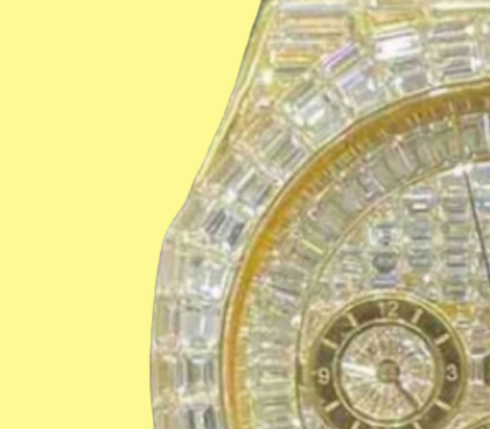 CHANDELIER ICED OUT "AP" 18K SOLID GOLD WATCH | VVS1 80 CTS T.W.