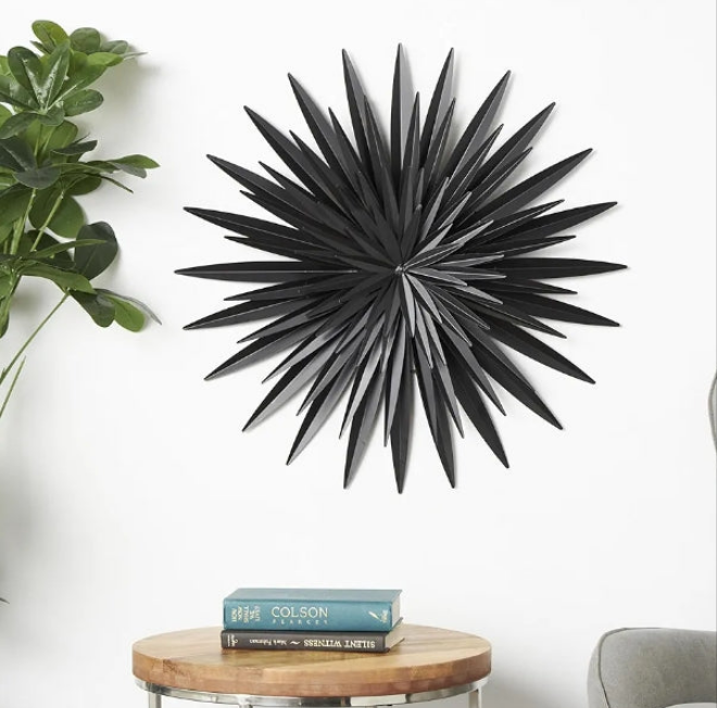 Wall Decor Large Layered 3D Wall Sculpture, Wall Art 28" x 3" x 28", Black