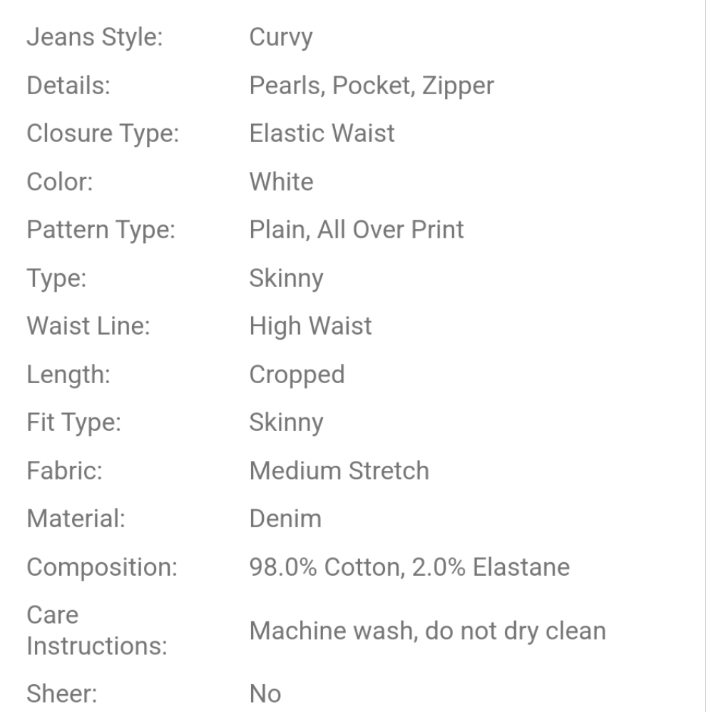 Plus Size Blue Elastic Denim Jeans With Pearl Decor COCOMONEY