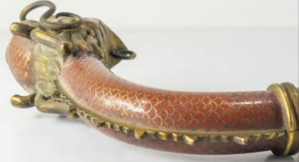 Rare 18th Century Chinese Cloisonne Enamel Gilt Bronze Dragon Cane Scepter