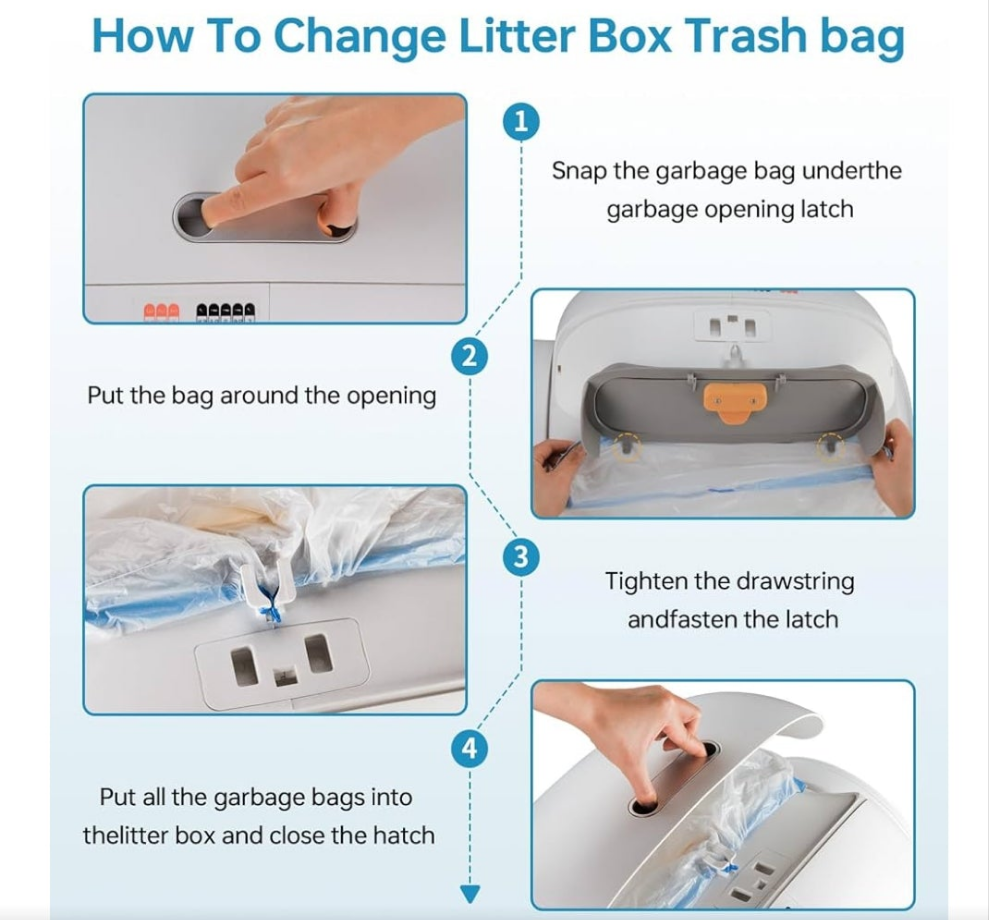 Self Cleaning Litter Box, Automatic Cat Litter Box Self Cleaning for Multiple Cats, 65L+9L Robot, 3 Rolls Grabage Bags, Negative ion Deodorization, APP Control, Toilet Monitoring