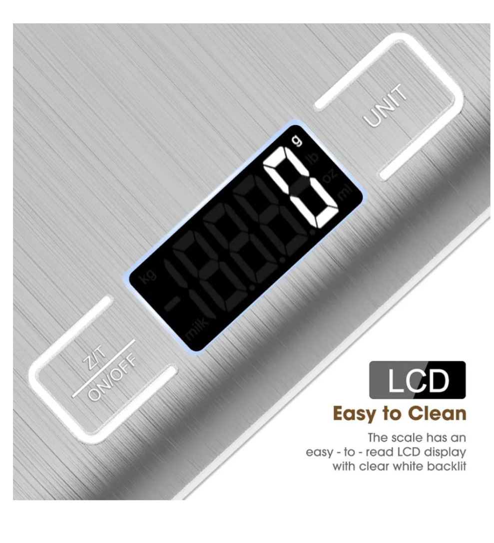Food Scale, 22lb Digital Kitchen Scale Weight Grams and Oz for Baking and Cooking, 1g/0.1oz Precise Graduation, Easy Clean Stainless Steel