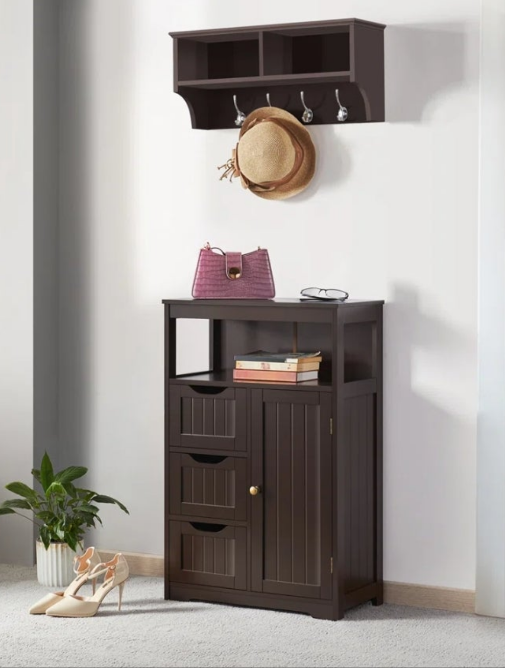 Bathroom Floor Storage Cabinet, Bathroom Storage Unit, Freestanding Cabinet With 4 Doors