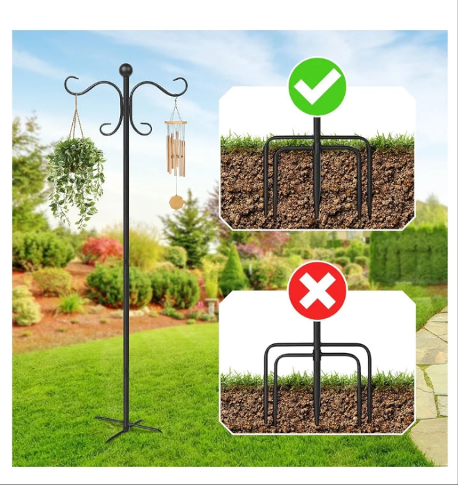 76 Inch Adjustable Double Shepherds Hooks for Outdoor Heavy Duty, Two Sided Garden Bird Feeder Pole for Hanging Plant Baskets, Solar Lights, Weddings Decor
