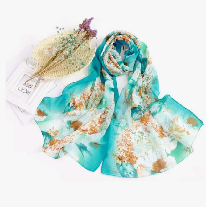 Women's Chiffon Scarf Lightweight Scarves Fashion Floral Print Scarfs Shawl for Ladies and Girls