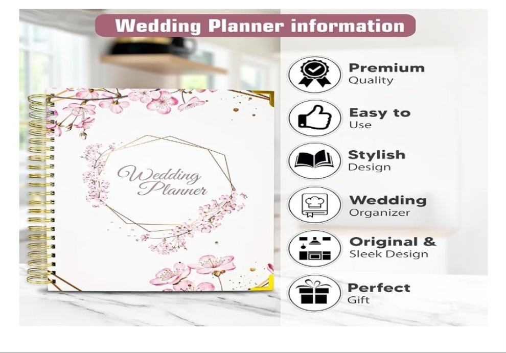 Wedding Planner Book and Organizer for The Bride, Wedding Notebook with a Set of 3 Diamond Pens
