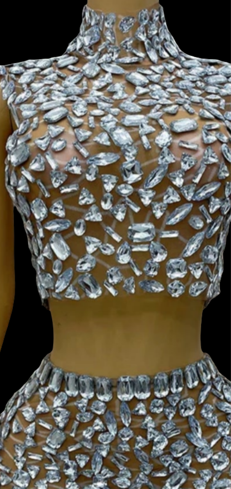 COCOMONEY Crystal Mesh Two-Piece Set