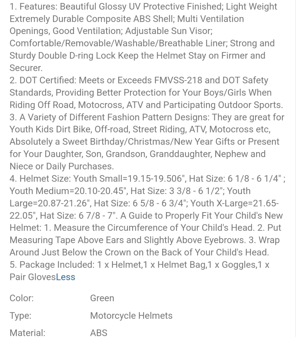 TCMT Dot Youth & Kids Motorcycle Off-Road Helmet Full Face Motocross Street Dirt Bike Mountain Bike BMX MX ATV Helmet+Goggles+Gloves