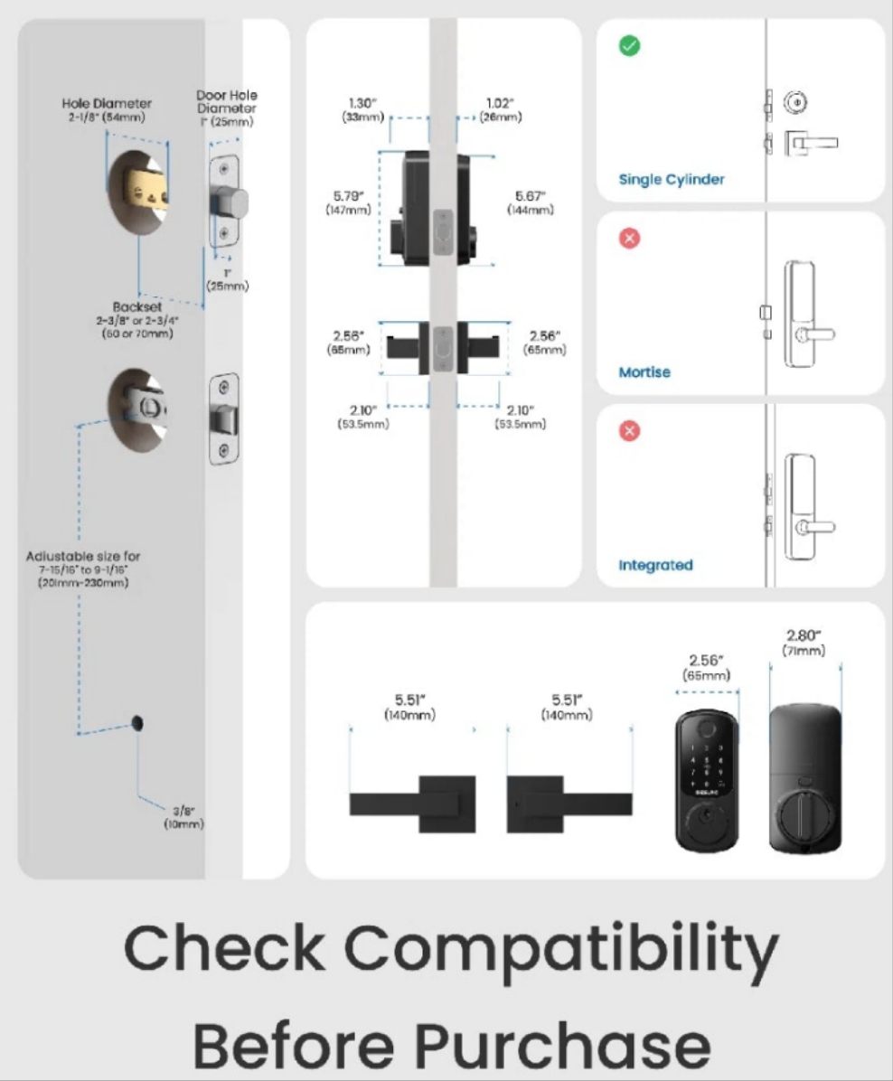 Fingerprint Smart Lock And Lever Handle With Bluetooth