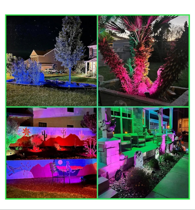 Solar Spot Lights Outdoor Waterproof, 3 Lighting Modes Solar Landscape Lights for Outside, 56LED Solar Powered Lights Dusk to Dawn Pack of 6