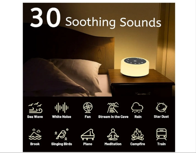 Color Noise Sound Machine White Noise Machine 12 Colors Night Lights Brown Noise Machine with 30 Soothing Sounds Sleep Sound Machine with 5 Timers Portable for Home Travel and Office(Black)