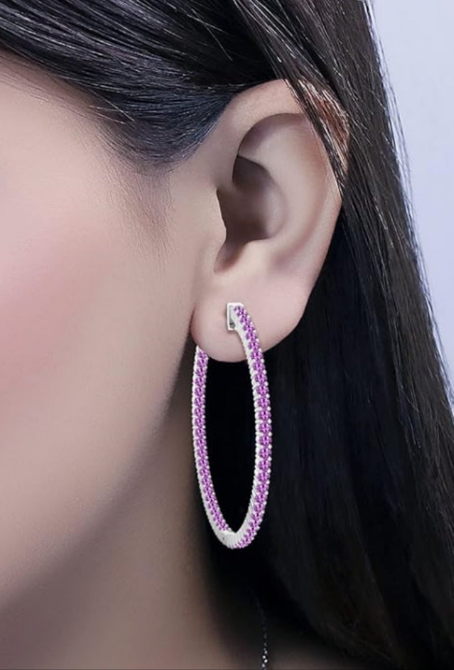Post Hoop Earrings for Women in 925 Sterling Silver