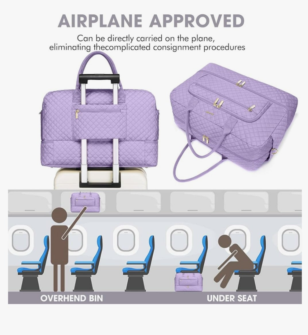 Travel Duffel Bags for Women with Shoe Compartment, Weekender Overnight Bag with Wet Pocket & Toiletry Bag, Carry On Personal Item Bag, Travel Tote Gym Bag, Hospital Bags for Labor and Delivery