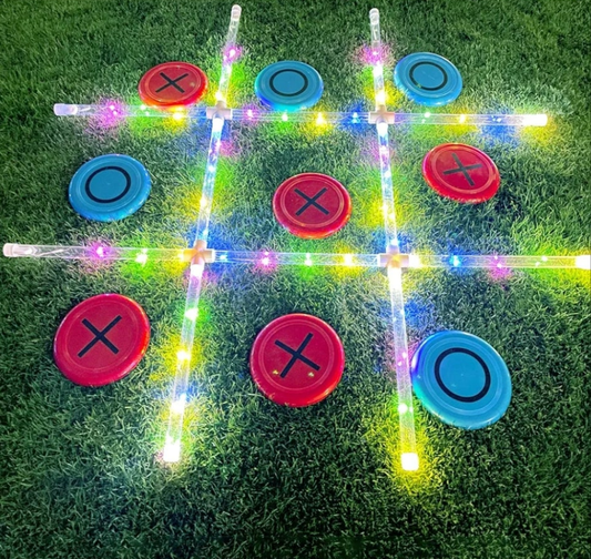 Outdoor Games Giant Tic Tac Toe Games, Yard Lawn Toss Games with Light, Glow in Dark Backyard Games for Family Adults and Kids (3ft x 3ft)