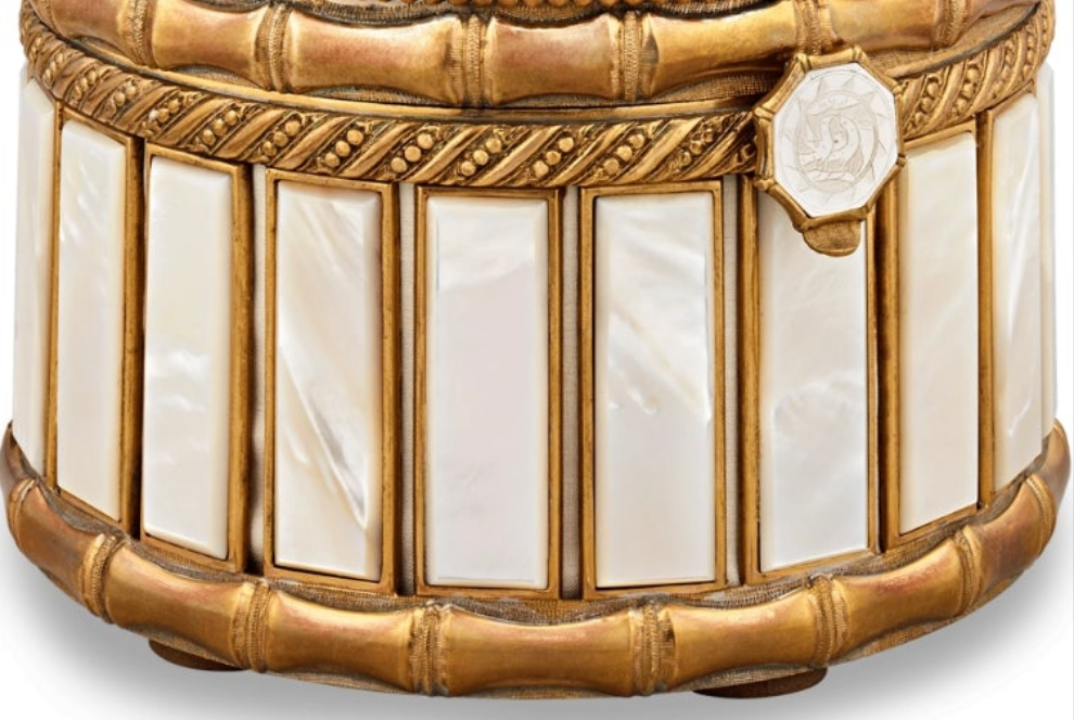 Fabulous Piece A Palais-Royal Mother-of-Pearl Perfume Box and Flasks made of crystal gilt bronze and pink opaline glass. Absolutely stunning. π