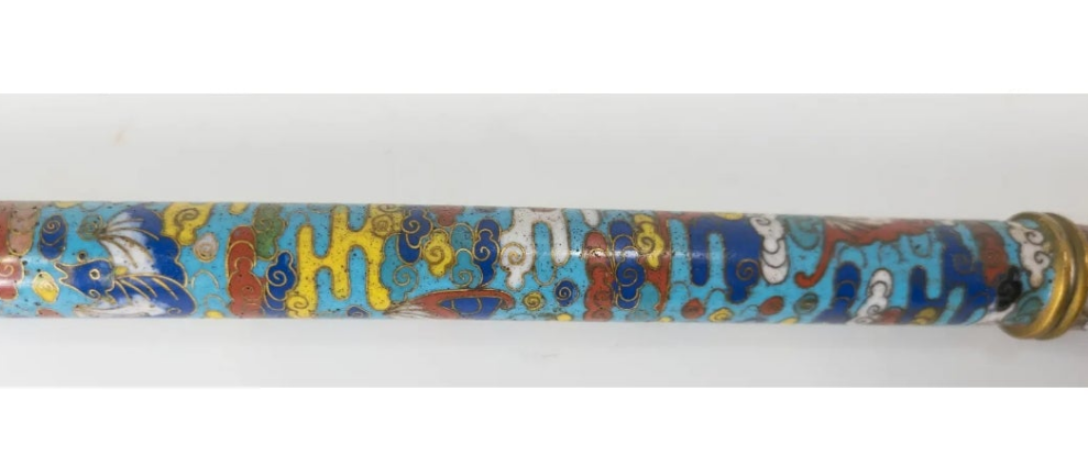 Rare 18th Century Chinese Cloisonne Enamel Gilt Bronze Dragon Cane Scepter