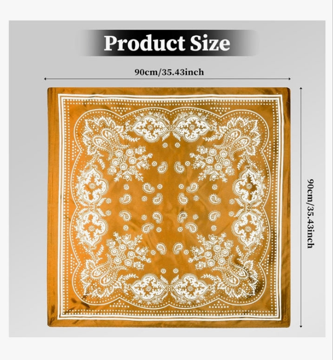 Women Square Satin Head Scarves Satin Scarf, 35" Large Soft Square Satin Scarf Bandana Scarf