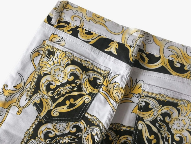 Men's Printed Jeans Skinny Denim Pants
