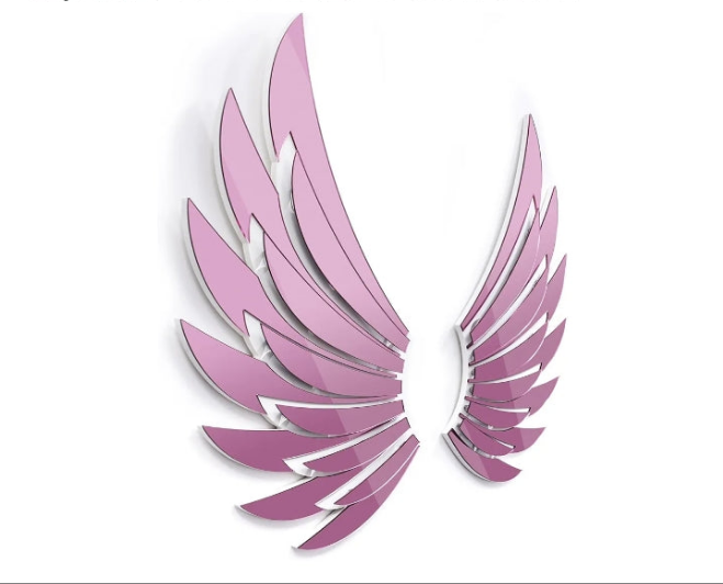 Wall Sculpture, Pink Mirror Acrylic/White Foam PVC. Size: 40" x 30.5" x 1.125"