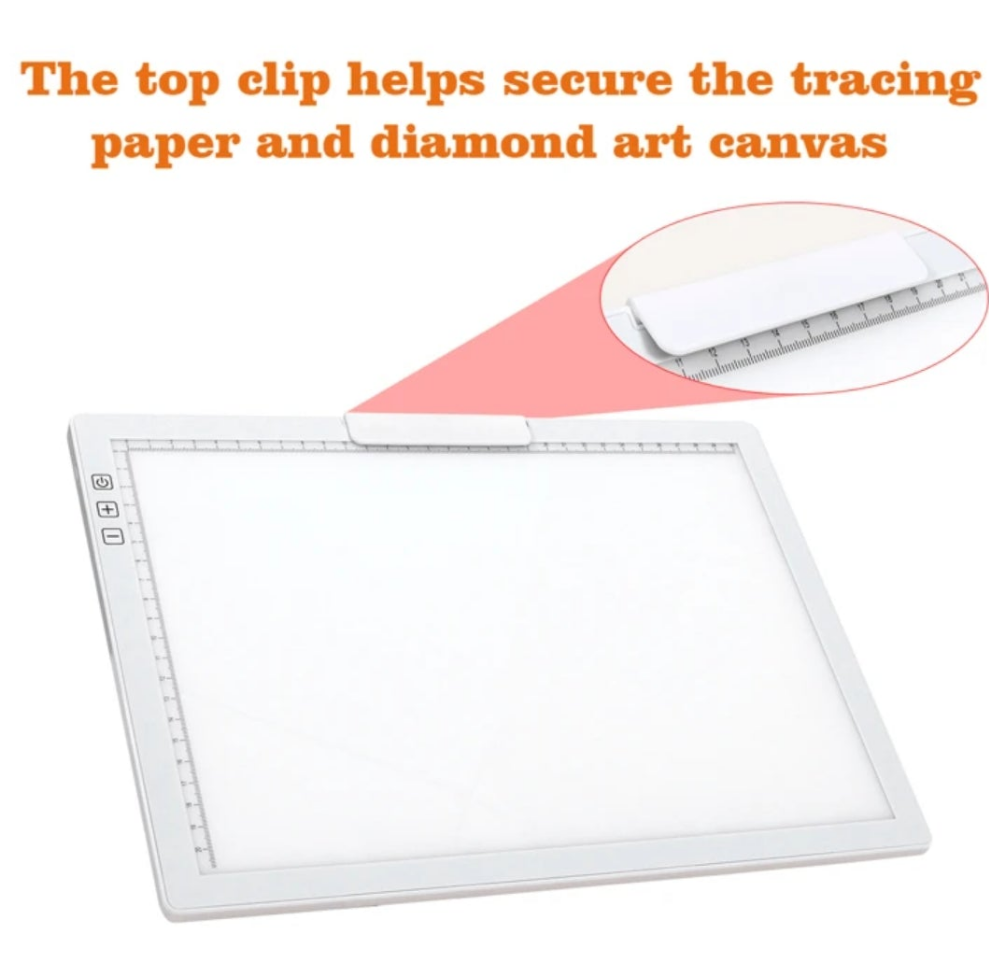 A4 Rechargeable Light Up Tracing Pad with Padded Carrying Case, Paper Clip, Foldable Riser Stands, 6 Levels of Brightness, USB-C Charging Cable, Wireless Light Board for Diamond Painting Tracing and Drawing