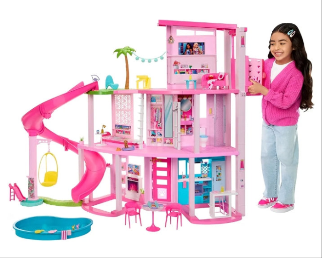 DreamHouse, Doll House Playset with 75+ Pieces Including Toy Furniture & 3-Story Pool Slide, Pet Elevator & Puppy Play Areas