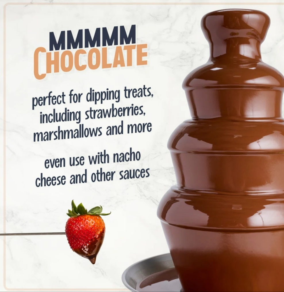Electric Chocolate Fondue Fountain, 32-Ounce, 4 Tier Set