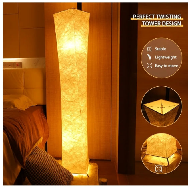 61" Floor Lamp ,16 Million DlY Colors and Scene Modes for Living/Game Room and TV, Music Sync, Tyvek Fabric Shade, Smart App Control, Compatible with App/Remote Control