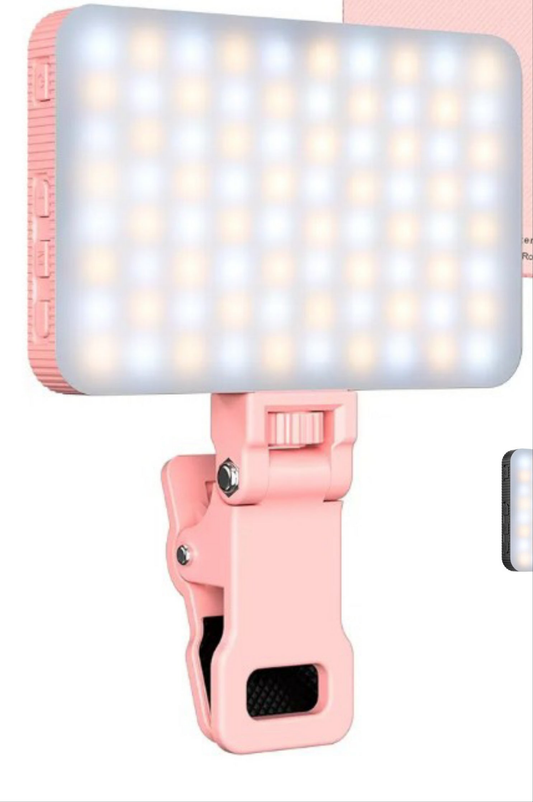 Rechargeable Selfie Light - Portable Clip on Video Light for Phone/Laptop/Camera with Smart Light Sensor,3 Light Mode,2000mAh Battery Phone Light for Selfie/Makeup/Video Conference/TikTok