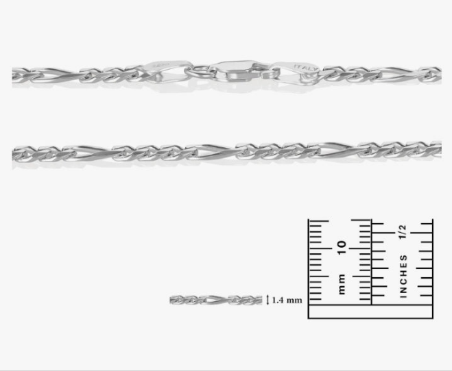 4mm Solid .925 Sterling Silver Flat Figaro Chain Necklace