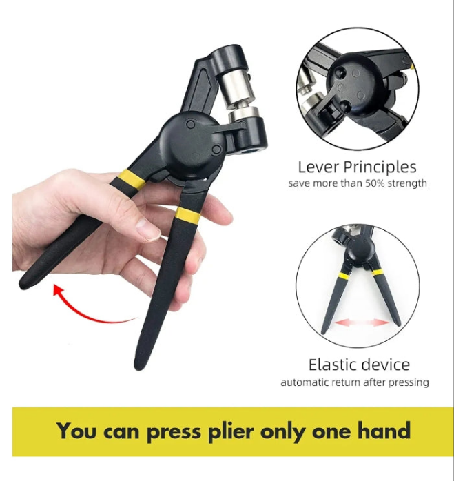 Grommet Tool Kit, 3/8 inch Handheld Eyelet Kit Manual Grommet Press Machine with 500 pcs 10 mm Grommets