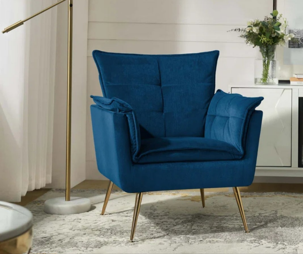Tufted Back Upholstered Armchair Velvet