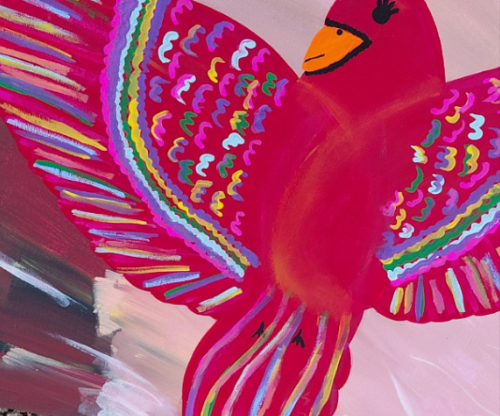 COCOMONEY ART Red Bird 1 OF 1 CUSTOM PIECE BY COCOMONEY painting on canvas