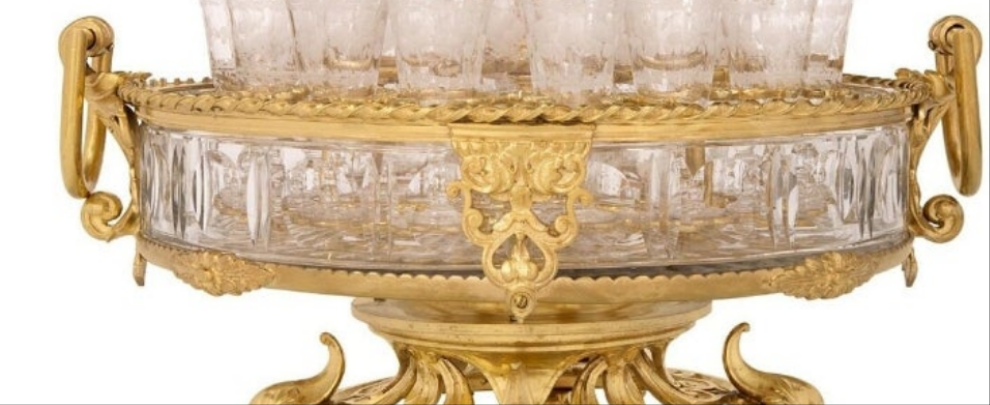 A French 19th century Belle Époque period Baccarat crystal Cave à Liqueur with glasses and decanters