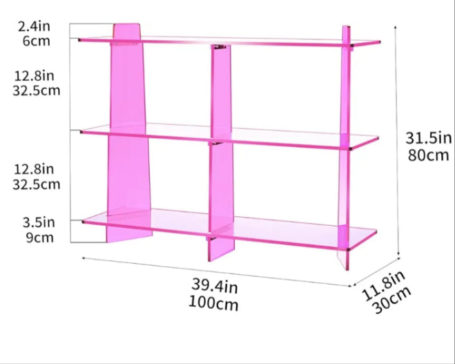 Acrylic Bookshelf, Small 3 Tier Open Bookcase for Small Spaces,Sofa Table, Hallway Entry Table for Home Living Room ( 39.4'' x 11.8'' x 31.5'')