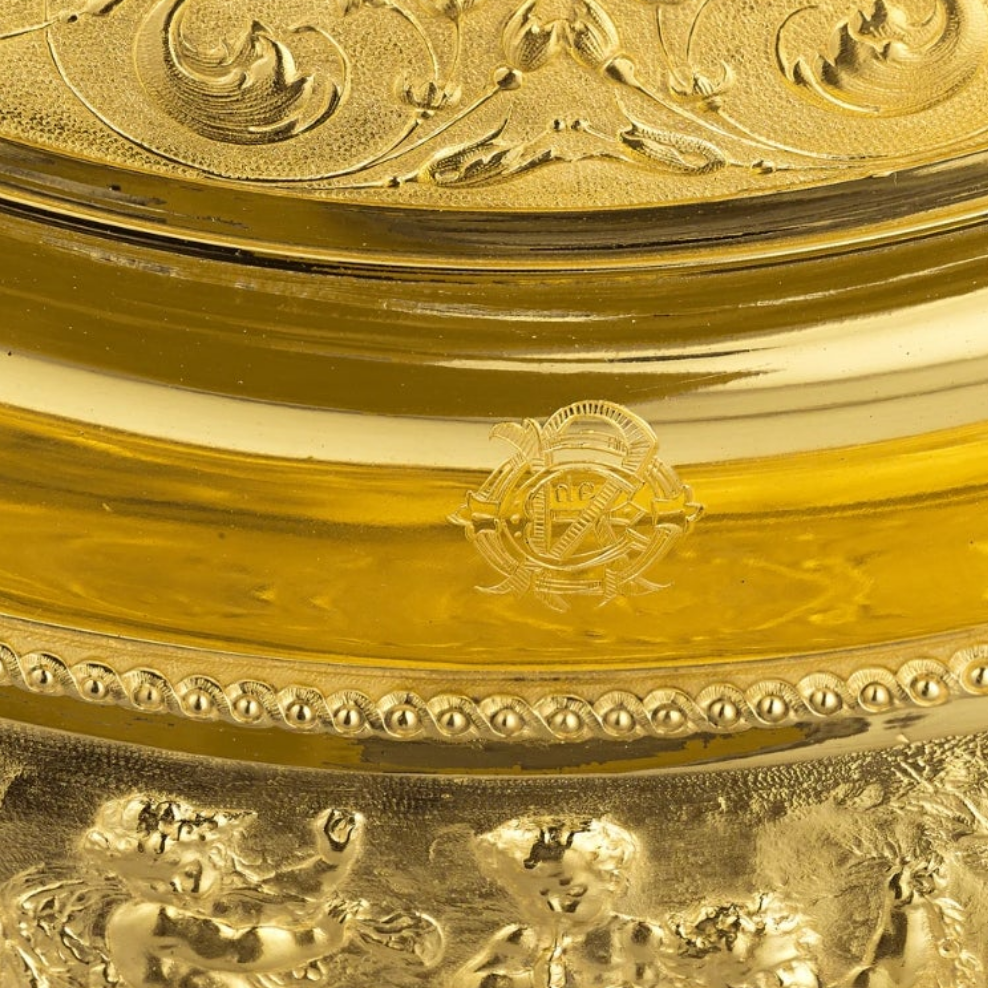 Rothschild "Poetry" Sterling Silver Gilt Salver by Elkington & Co.