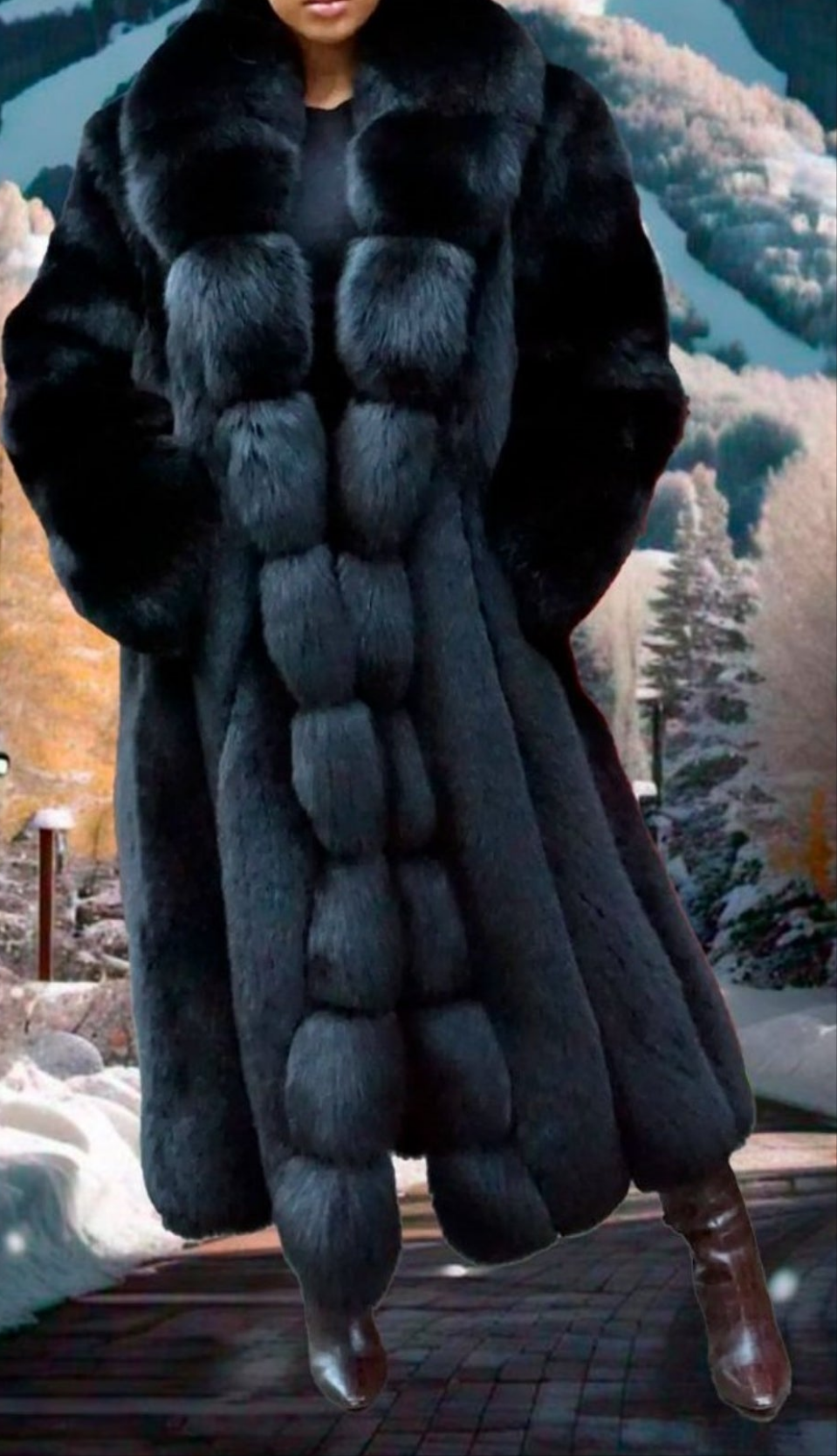 Black Fox Fur Coat Full Length Medium to Large