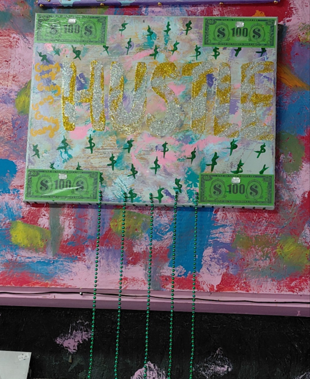 COCOMONEY ART Hustle 1 OF 1 CUSTOM PIECE BY COCOMONEY painting on canvas