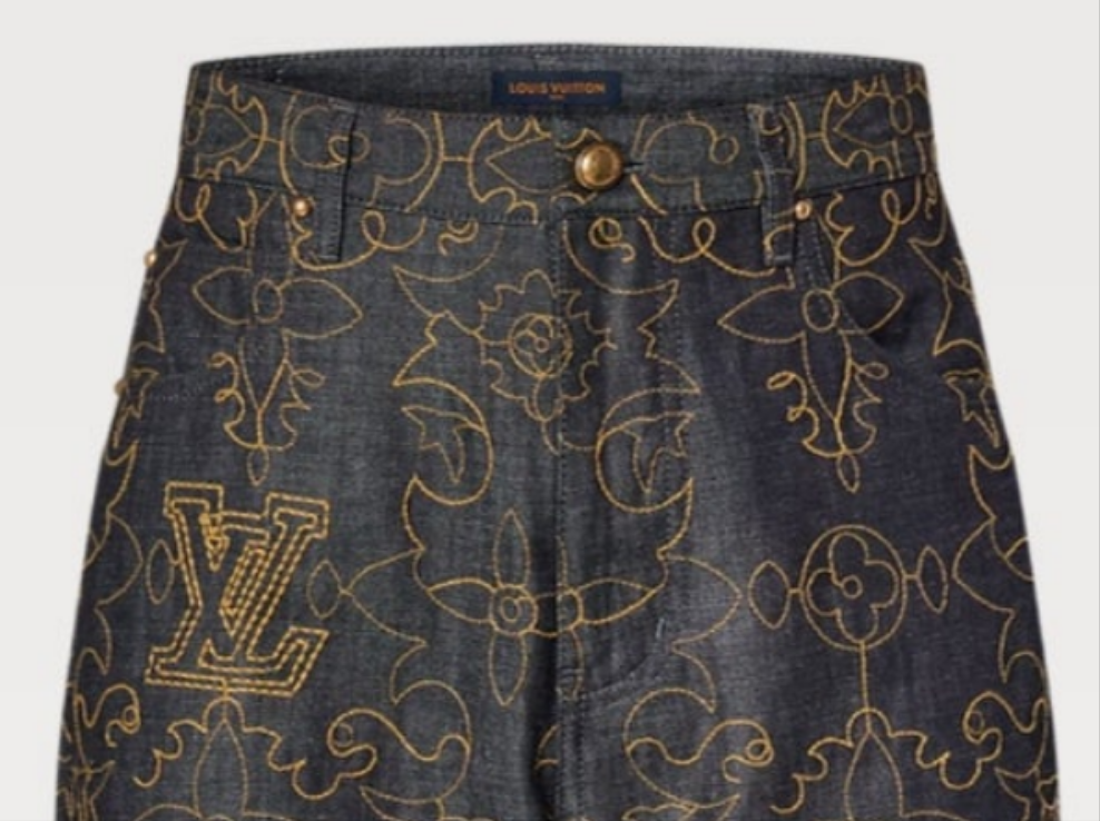 Louis Vuitton Embroidered Denim Jacket and Embroidered Denim Pants 2 piece outfit