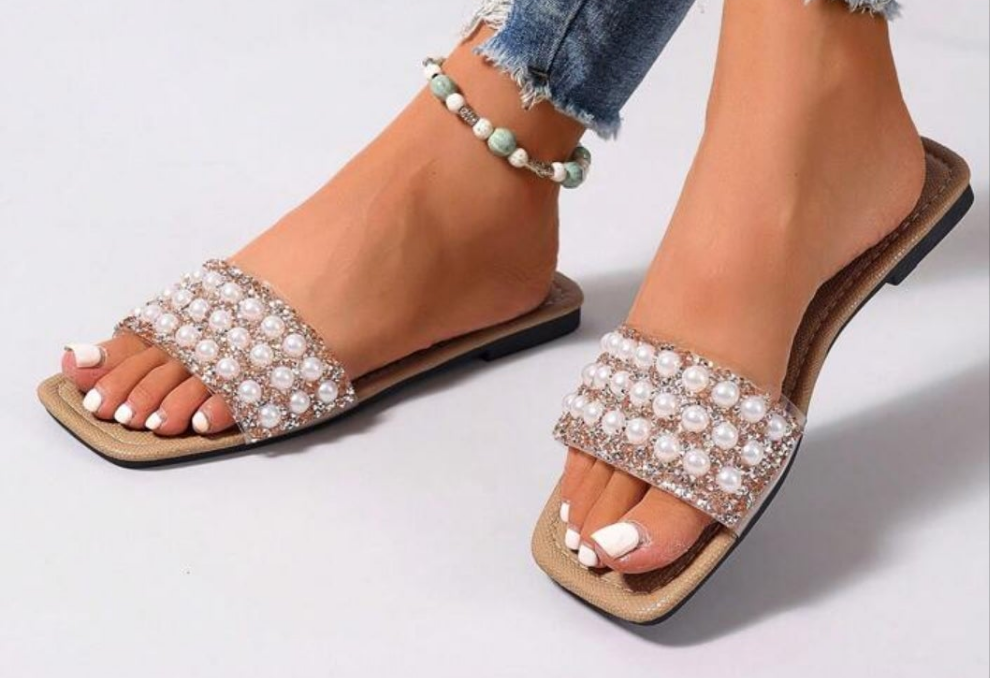 One-Band Slide Slippers, Comfortable Flat Heel Sandals, Women Beach Shoes